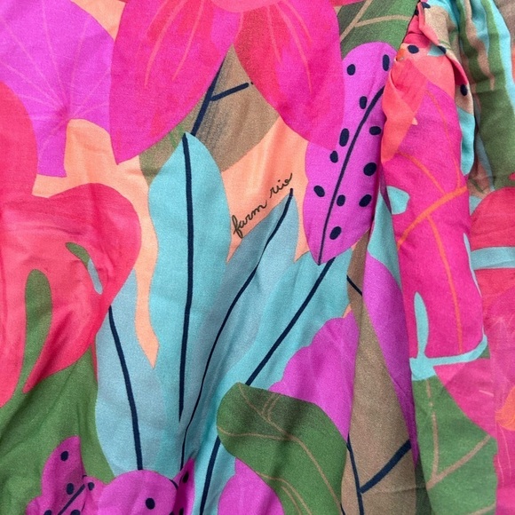 Farm Rio Sweet Forest Long Sleeve Mini Dress Orange Pink Size M NEW - Picture 11 of 12